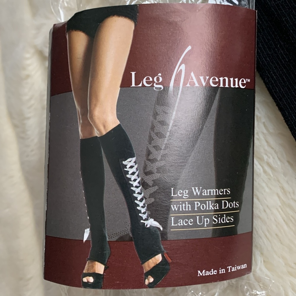 Authentic Vintage 1990's 1992 Leg Avenue lace up black white leg warmers